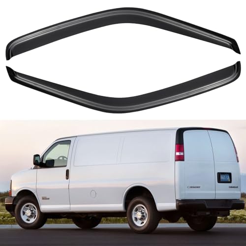 Image of Window Visors Rain Guards Shield for 1996-2025 Chevy Express Van /GMC Savana, Out-Channel Window Vent Wind Deflectors Visors Shades