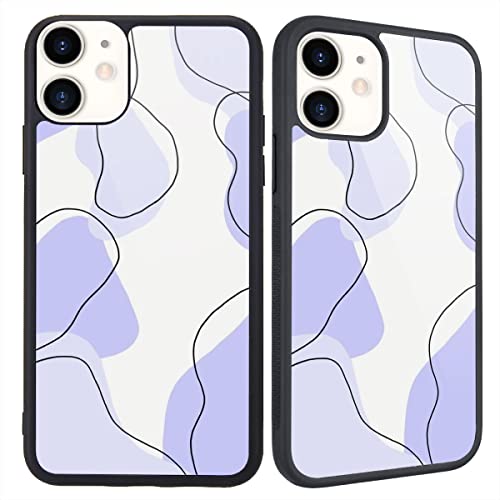 Coque iPhone 12 mini motif abstrait violet sauge rigide et TPU