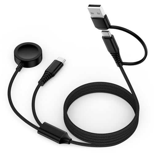 for Samsung Smart Watch Charger Magnetic Fast Charging Cable Compatible Galaxy Watch 8/8 Classic/7/Ultra/6/6 Classic/5 Pro/5,2 in 2 USB C Multi Charger Cord for Galaxy A17/A16/A36/Z Fold Z Flip 7/S25