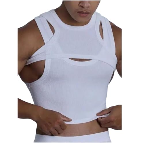 Camiseta sin mangas de hombre en algodón elástico y corte ajustado para diario