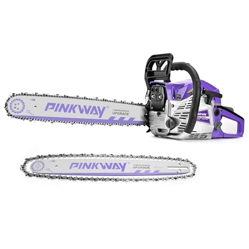 2-cycle 63CC Chainsaw Saw Gas Powered 20' Chain Saws Cordless Petrol Saw Handheld Chainsaw with 2 Chains& Bars for Cutting Wood Trees Branches，63CC-G