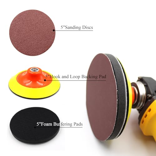 Zqlflfrm ZQL-189 5Inch Hook And Loop Backing Pad With 80 Sanding Discs - Angle Grinder Attachments thumb #2