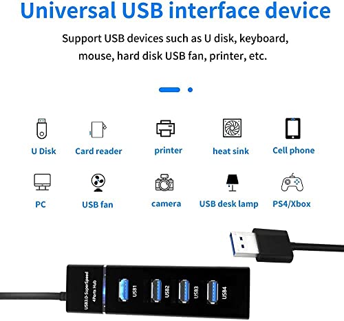 Image of ABSTXUOR 4 in 1 Portable USB C Hub (Type-C to 4 USB-A Ports) with Aluminum Shell, USB Port Hub 3.0 Compatible for PC, Tablet, and Smartphone u-1 (USB-HUB)