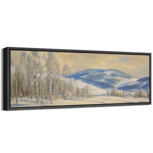 Image of MUDECOR Large Framed Canvas Print Wall Art Snow Birch Mt for Living Room
