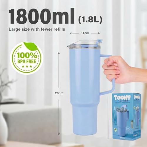 Image of SR Plastic Tonny Tumbler with Handle, Straw & Lid, - Mug with Lid | Reusable Plastic Coffee Sipper Mugs with Lid & Straw | Large Tumbler for Travel Mug Water Cup for Gym, Office & Outdoor Use (Pink)