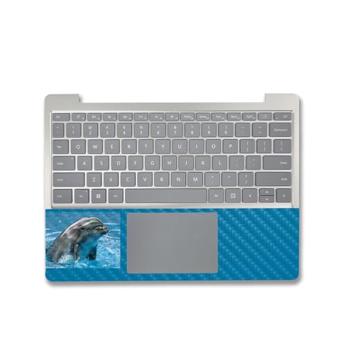Image of MightySkins Carbon Fiber Skin Compatible With Microsoft Surface Laptop Go 3 (2023) Full Wrap Kit - Dolphin Greeting | Protective, Durable Textured Carbon Fiber Finish | Easy To Apply | Made in the USA