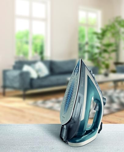 Tefal Ultragliss Plus FV6842 Fer à repasser à vapeur 2800 W Collecteur de calcaire amovible 50 g/min Sortie vapeur 260 g/mn Arrêt automatique Anti-rayures Turquoise/gris