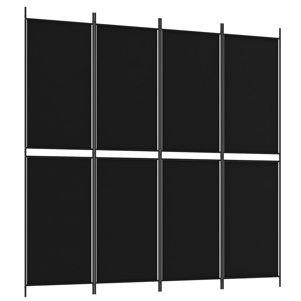Generisch 4-TLG. Paravent Schwarz 200x200 cm Stoff,Möbel,Raumteiler-350233