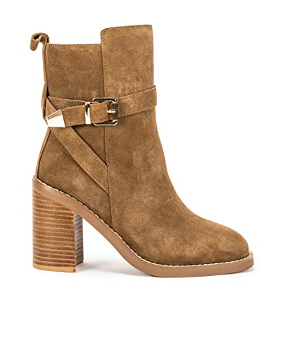 Botín de Mujer realizado en Piel con Hebilla. I22BL2038 Crosta Camel - Talla: 37 Cover