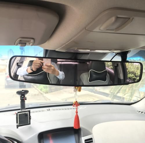 ZAS XL17” Panoramic Rear View Mirror for Cars/SUVs, Fits ALL VEHICLES, Wide Angle Backseat Passenger Viewer, Extra Large Size, Universal car mount, Replaces an interior mirror - Thumbnail 3