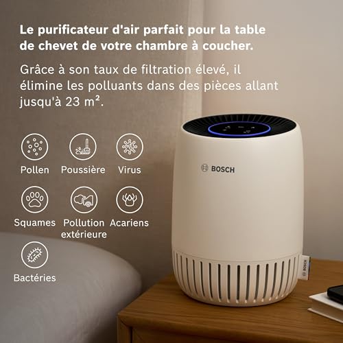 Bosch Air 1000 Purificateur d'air - Élimine les Polluants, Avec un Filtre à Air et un Mode Sommeil (< 25 dB(A)) - Pour jusqu'à 23 m² - Avec Mode Automatique - CADR : 100 m³/h – Image 3