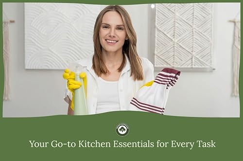 Image of Maroon Dish Towels - Highly Absorbent, 100% Cotton, 6 Pack, 30 inchx20 inch, Lint-Free, Large Size Maroon Striped Kitchen Towels with Hanging Loop - Washable and Durable Dark Red Tea Towels (6 Pack)