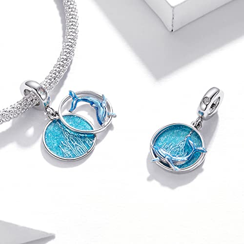 Beauty Ocean Underwater World Charms Blue Mermaid Tail 925 Sterling Silver Crystal Clip Stopper Spacer Bead Tropical Fish Scale Whale Pendant Charm for Bracelet Necklace3