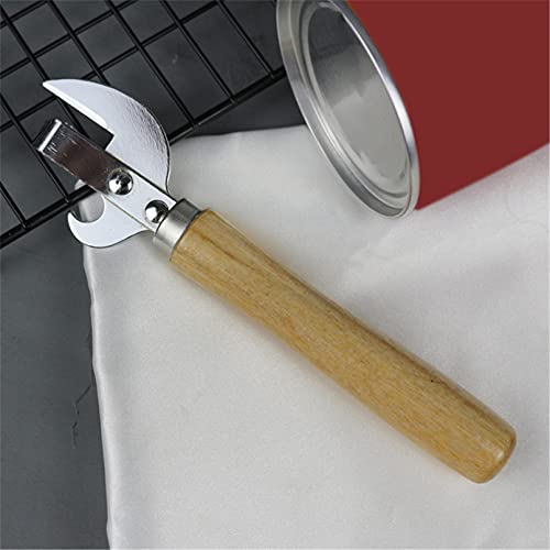 Qxpdd Manual Can Opener With Wooden Handle Stainless Steel Convenient And Durable Manual Opener For Beer Bottle Household Kitchen Gadget Silver #TOP3