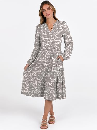 ANRABESS Long Sleeve Midi Dresses for Women V Neck 2025 Fall Fashion Casual Loose Fit Flowy Swing Tiered Vacation Boho Dress2