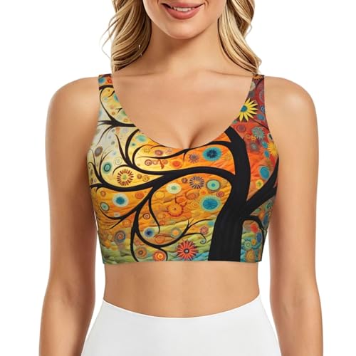 Soutien-gorge de sport femme sans armatures imprimé tropiques brassière fitness