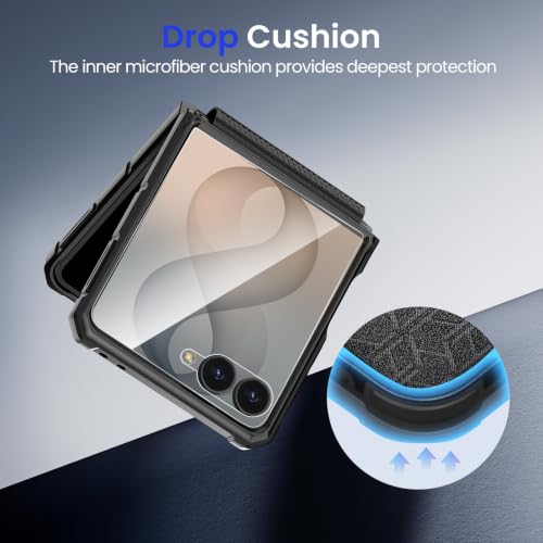 Image of VEGO for Samsung Galaxy Z Flip 8 Case with Built-in Screen Protector,Black
