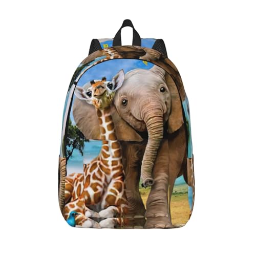 Sac à dos de voyage EdWal imprimé éléphant et girafe pour ordinateur