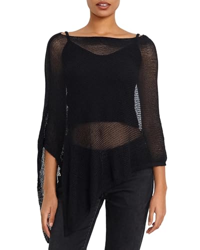 Kfsghdnz Poncho da donna, scialle lavorato a maglia, scialli larghi