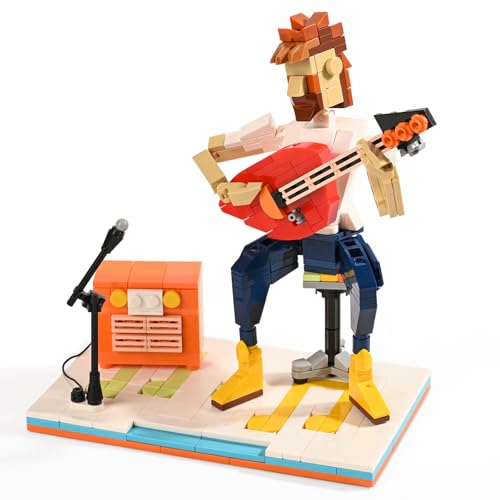 LUXEBLOCKS Music Rockstage - Juego de construcción de ladrillos para guitarrista, 358 piezas, escena de...