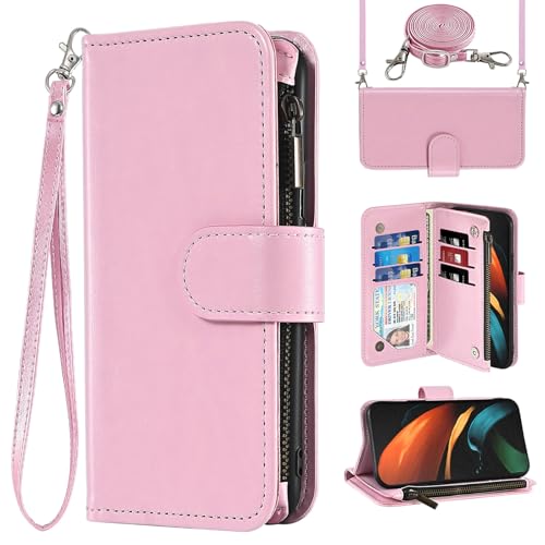 Étui pour Samsung Galaxy Z Fold 2 5G avec bandoulière et fentes pour cartes