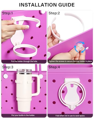 Image of Upgraded Cup Holder for Bogg Bag - Compatible with Stanley 30oz /40oz Tumblers, Bogg Bag Accessories Insert Hook Carabiner Keychain Holder Charms, Drink Holder Compatible with Bogg Bags (White)