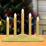 Jasneniebo Vintage Christmas Candle Light-5 Light Electric Window Candle Lamp Ivory/Cream Candle Candolier with 6 C7 Bulbs(1 Spare) for Home Christmas Holiday Party Decorations