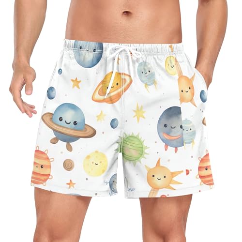 xigua Cute Plante Mens Swim Trunks with Liner, 5 inch Quick Dry Mens Boardshorts for Beach