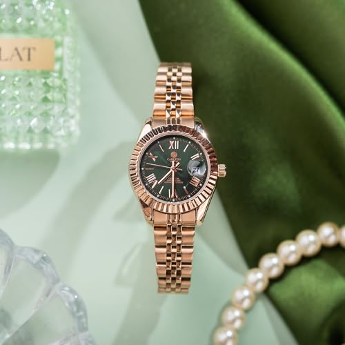 Image of Carlton London Harper Women Analog Watch, Round Dial, Stainless Steel Strap, Quartz Movement, Rose Gold Finish, 30M Water Resistant |