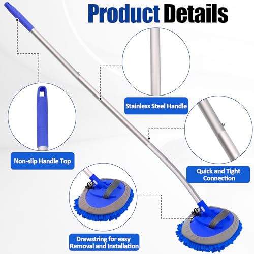 15° Curved Car Wash Brush 43" Extendable Handle Scratch-Free Safe for Cars by LUKCOZMO - Used condition - Image 2