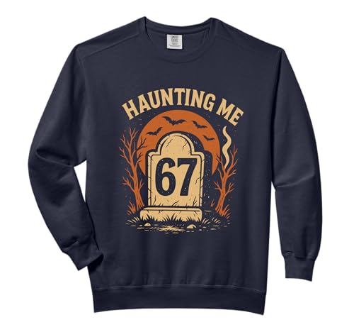 Funny Haunted Numbers 67 Meme Nerd Halloween Math Sarcasm Comfort Colors Adult Sweatshirt