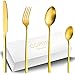 Cubertería Mate Oro 6 Personas,COPOTI 24 Piezas Moderno Acero Inoxidable Oro Cuchillo Tenedor Cuchara Juego de Cubertería De.