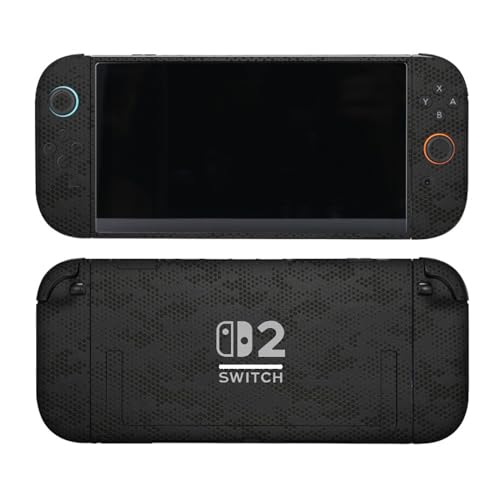 Mebont カメラアクセサリー ステッカー Nintendo Switch 2 に適合する保護装飾ステッカーで、耐擦傷性、耐摩耗性を備えた Nintendo Switch 2 スキン保護フィルム、迷彩(蛇鱗黒)