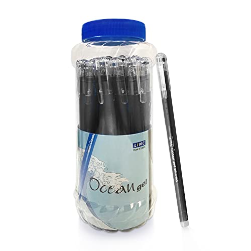 Image of Linc Ocean Classic Gel Pen (0.55 mm, Blue Body, Blue Ink, Pack of 50) Ocean Lightweight Gel Pen Jar