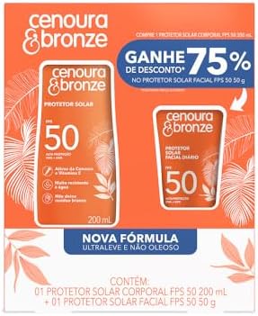 Kit Cenoura & Bronze Protetor Solar 200ml+ Protetor Solar Facial 50g - FPS 50