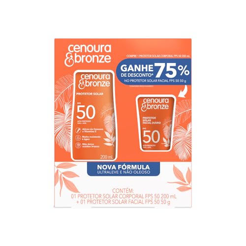 Kit Cenoura & Bronze Protetor Solar 200ml+ Protetor Solar Facial 50g - FPS 50