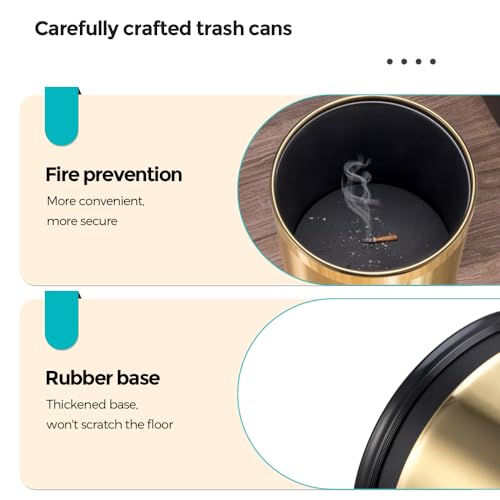 Caneca de basura dorada de 2.64 galones para baño miniatura 4