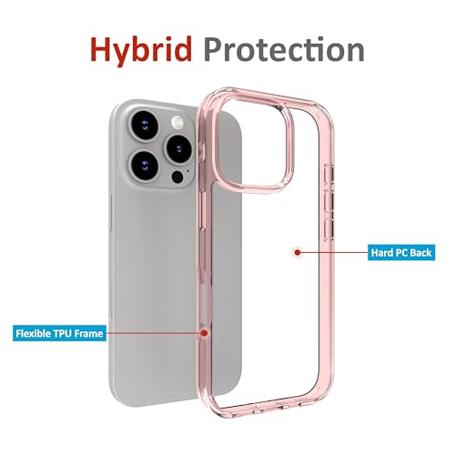 Image of for iPhone Case 16 Pro, [Anti-Yellowing Technology] [Military Grade Drop Protection] Shockproof Slim Hybrid Phone Case for iPhone 16 Pro - Crystal Pink