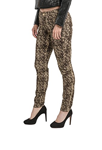 Women's Black Stretch Twill Midrise Skinny Jeans Snake Skin Print2