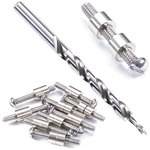 Loveless Fasteners (10 Pack) with Step Drill for DIY Handles &amp; Knife Handle Repair - USA Size (0.312 x 8-32US x 1.15 Inch) - (Stainless Steel/Nickel Silver)
