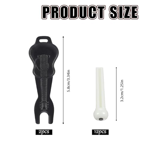 12 Stück Guitar Bridge Pins Brücke Kunststoff Gitarre Bridge mit 2 Stück Gitarre Puller Remover Extractor Werkzeug Sattelmutter Remover Gitarrensaitenwirbel für Mehreren Gitarrenmodellen
