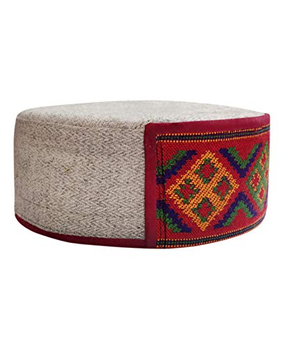 Image of Vastraa Fusion Himachali Topi for Men | Nepali Headwear | Traditional Kullu Cap | Pahadi Topi | Kashmiri Hat | Wool Handcrafted Ethnic Wear