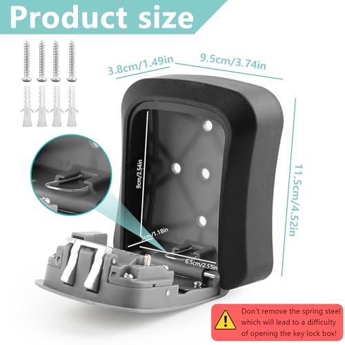 Schlüsseltresor Zahlencode,Schlüsseltresor Außen,Schlüsselkasten mit 4 Stellig Code Wandmontage,Große Kapazität Schlüsselversteck ,Wasserdichte Schlüsselschloss Box für Ersatz Hau Schlüssel, Garagen