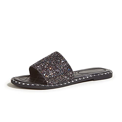 Image of Women's Open Toe Flat Sandals Rhinestone Glitter On Casual Fashion Slippers Quick Drying Indoor & Outdoor Slides