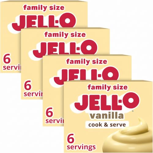 Jell-O Pudding &amp; Pie Filling Mix, Vanilla | Cook &amp; Serve | 4.6 oz Box | Pack of 4