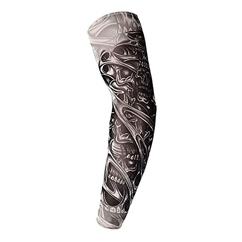 VIMOER Moda Tatuaje Protector Solar Manga/Hombre Mujer Brazo Tatuaje Falso Brazalete cálido/protección UV elástico/Fresco Impreso a Prueba de Sol Unisex
