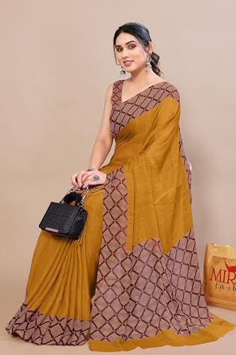 Image of MIRCHI FASHION Women Saree Ethnic Motif Print Chiffon | Breathable Lightweight Plain Weave Sari for Office and Daily Use (Available in 20 Designs)