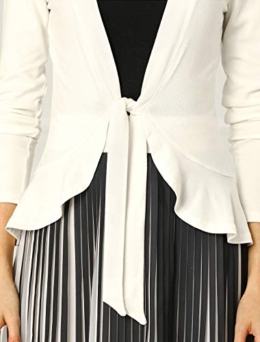 Image of Allegra K Women's Tie Front Cardigan Dressy Casual Cardigan Draped Ruffle Shrugs for Women Dresses