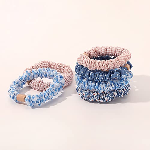 Image of Hair Ties Scrunchies - Small Mini Scrunchy for Women Thick Hair Accessories Cute Soft No Slip Hair Elastics Ponytail Holder for Curly Hair No Damage Hairties Gift for Girls