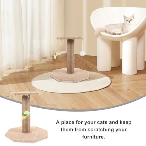 Rascador para gato torre vertical pequeña de sisal con bola colgante miniatura 6